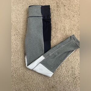 Colorblock Active Leggings - Gray, White & Black